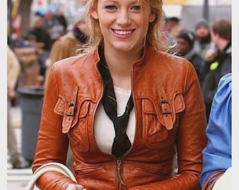 Gossip Girl Serena Lederjacke, Blake Lively inspirierte Bikerjacke, handgefertigter Damenmantel