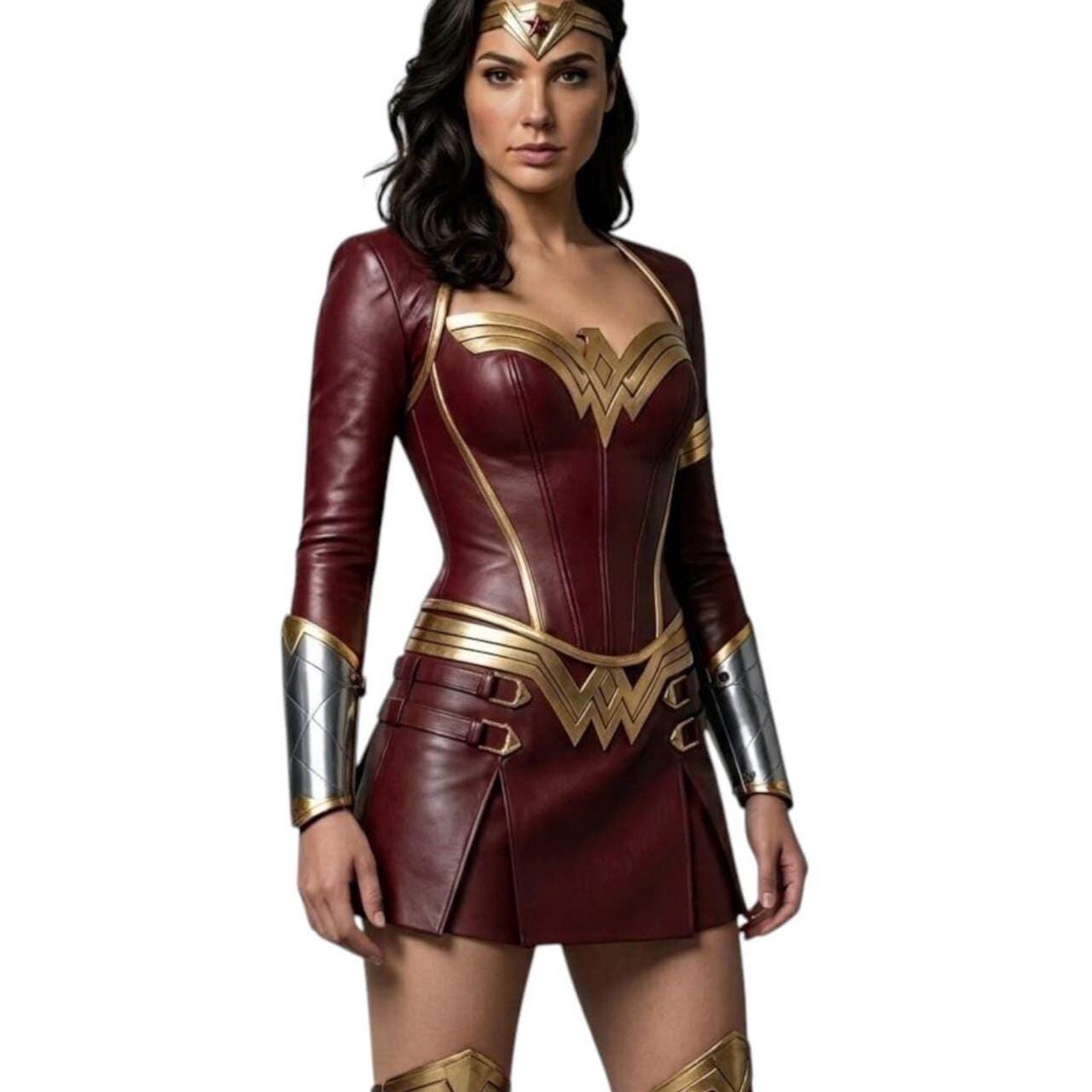 KUOSE Corsetto Basco Wonderwoman Superhero: Costume Lingerie Per Addio Al Nubilato In Rosso Con Guanti E Fascia - 3