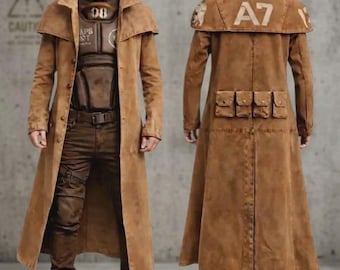 handgemachter RNK Rar Duster Mantel: Fallout Cosplay Kapuzen Trench Jacket, Post Apocalyptic Kostüm Outfit