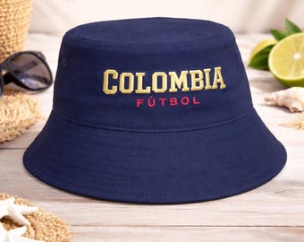 Colombia Futbol Bucket Hat, Retro Soccer Fan Hat, Unisex Streetwear World Cup Gift