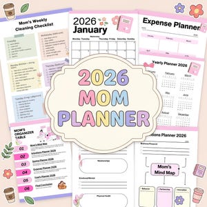 Mother's Day Gift Printable Bundle,All about Mom, Expenses and Saving Planning Table, Mind Map, Intention Journal, Weekly Cleaning Checklist