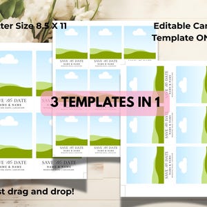Editable Save the Date Template | DIY Wedding Magnet, Card (Canva Download)