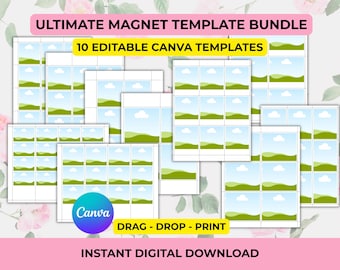 Foto Magnet Vorlage Bundle | 10 Canva Foto Magnet Vorlagen | Polaroid, Quadrat & Fotostreifen Layouts | Bearbeitbarer digitaler Download