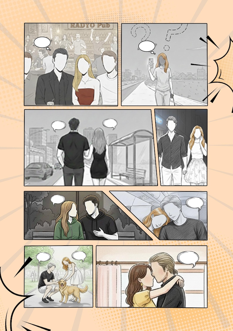 Romantic Gift for Comic Lovers | Couple Illustration | 8 Panels Comic ...
