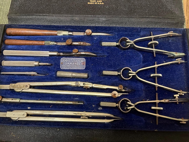 Diiders Instrument Dietzgen Commander Drafting Architect/engineering Set of 12 Tools ...