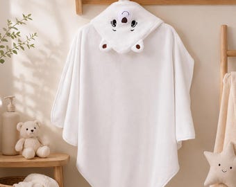 Baby-Kapuzenhandtuchponcho | Weiches Baby-Badetuch aus Korallenfleece | Rosa Bademantel mit Kapuze | Handtuch für Neugeborene und Kleinkinder | Geschenk zur Babyparty