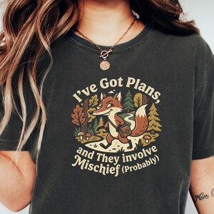 Ik heb plannen en er komen ook kattenkwaad bij kijken T-shirt | Woodland Vintage Fox T-shirts Cool Fox-shirt