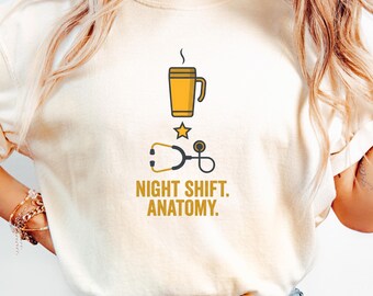 RN Trendy T Shirt for PM Nurses Funny Night Shift Nurse T-Shirt RN Team Shirt Gift for Graveyard Shift Tired Nurses Department