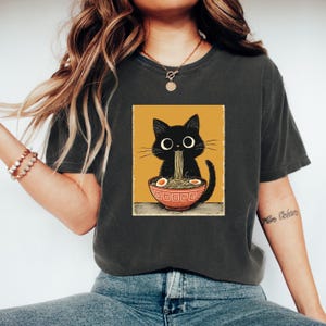 Funny Cat Shirt Kawaii Japanese Anime Cat Shirt Kawaii Japanese Food Pun Shirt Anime Cat T-Shirt Cute Noodle Cat Sweatshirt Foodie Gift Idea image 4