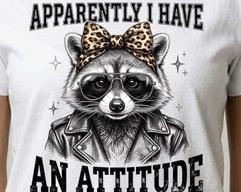 Sassy Raccoon Attitude PNG, Vintage Skiss Animal Sublimation Design (Digital Nedladdning)