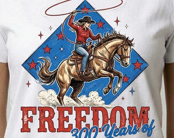 Freedom Cowgirl Rodeo PNG, patriotisk västerländsk sublimeringsdesign (digital nedladdning)