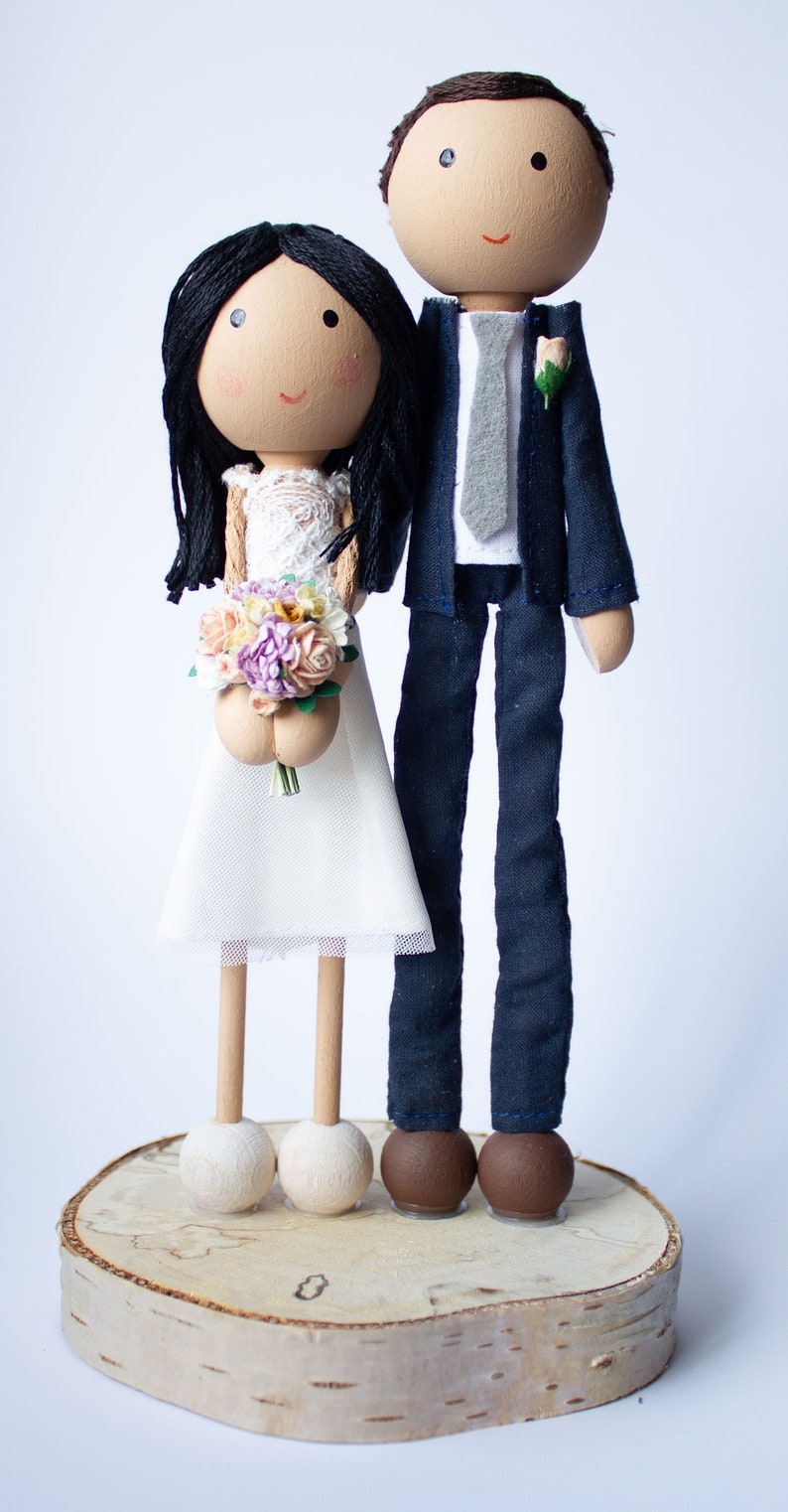 personalized wooden wedding figures image 3