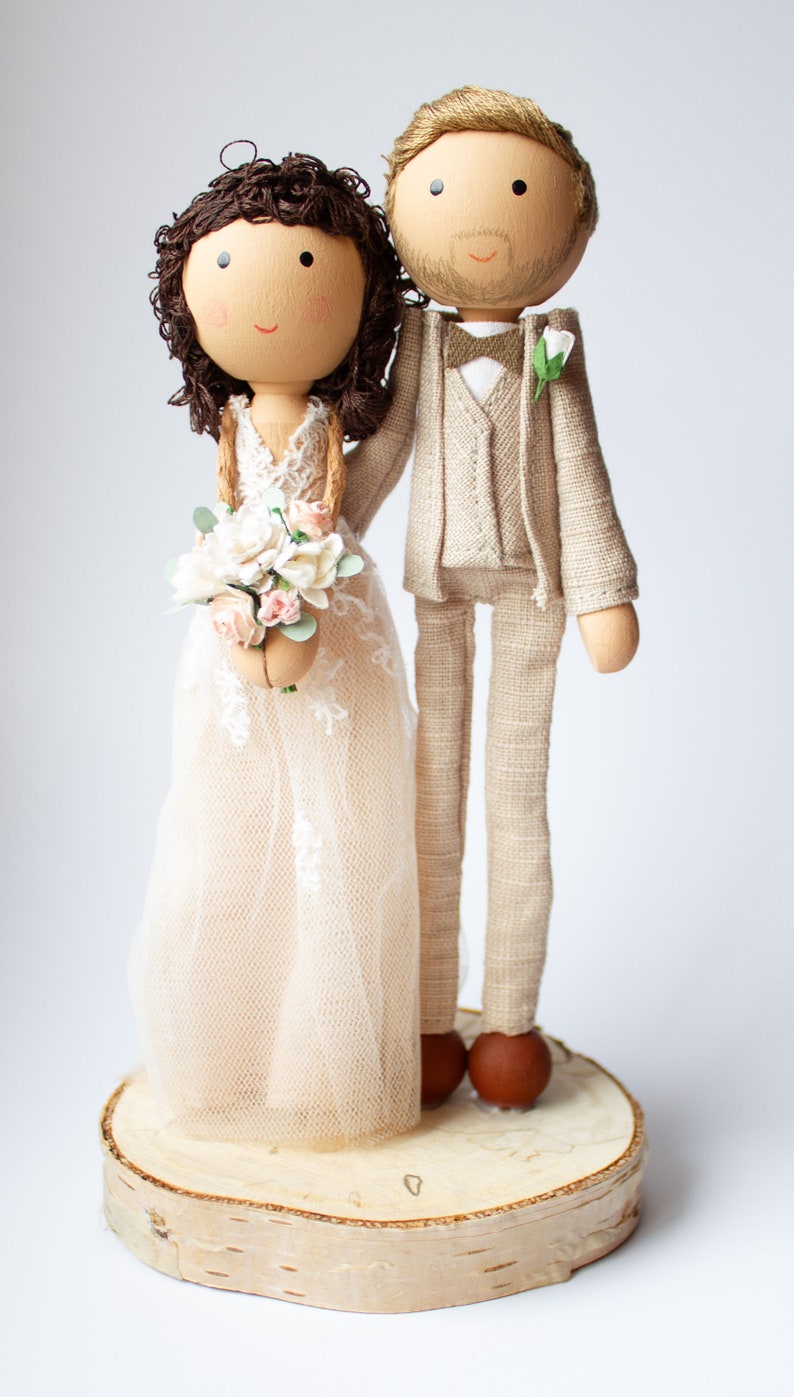 personalized wooden wedding figures image 2