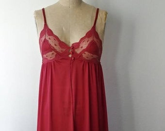 Cranberry Lace Cutout Nightgown Petite - 32