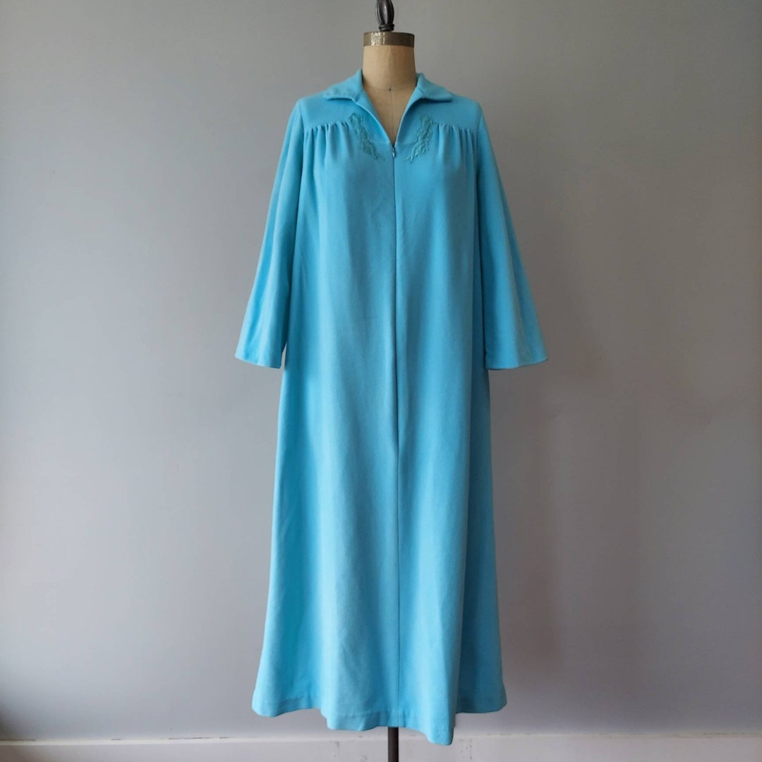 Light Blue Zip up Fleece Day Robe by Vanity Fair - Small - Etsy
