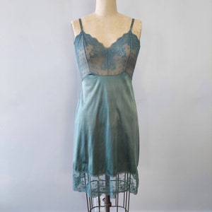 Gorgeous Green Full Slip with Lace Bodice by Vanity Fair - 34 Bust