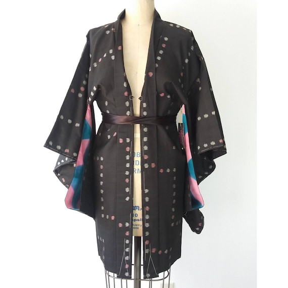 Black Haori with Silver and Pink Dots Plus a Fabul