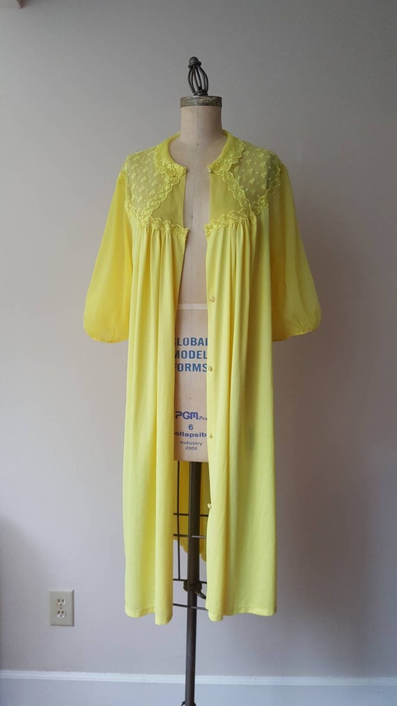 Bright Yellow Full Robe with Pineapple Lace - image 1