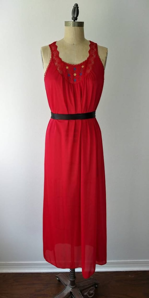 Bright Red Sleeveless Nightgown by Honors Intimate