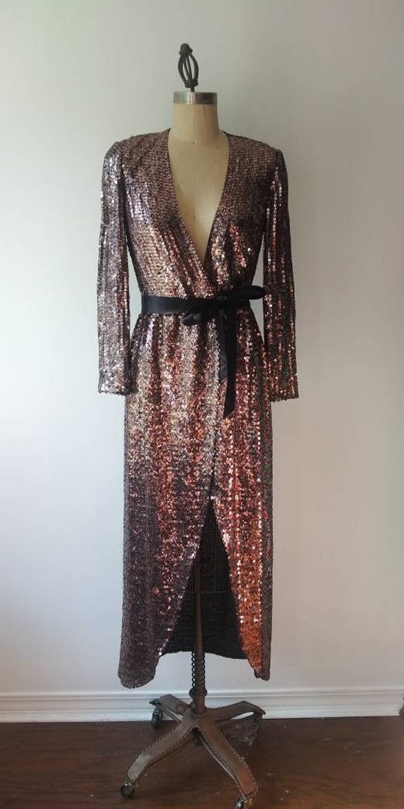 70s Estevez Sequin Wrap Dress - XS/S
