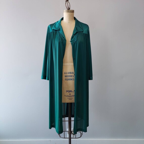 Deep Emerald Lightweight Nylon Button Up Robe by … - image 2