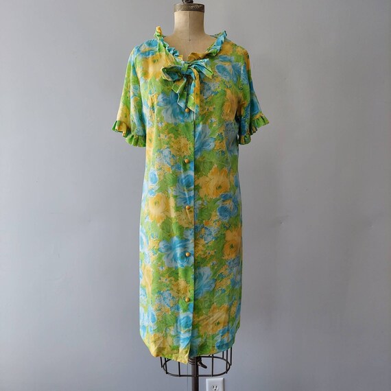 Watercolor Floral Housecoat Muumuu by Margin - Sma