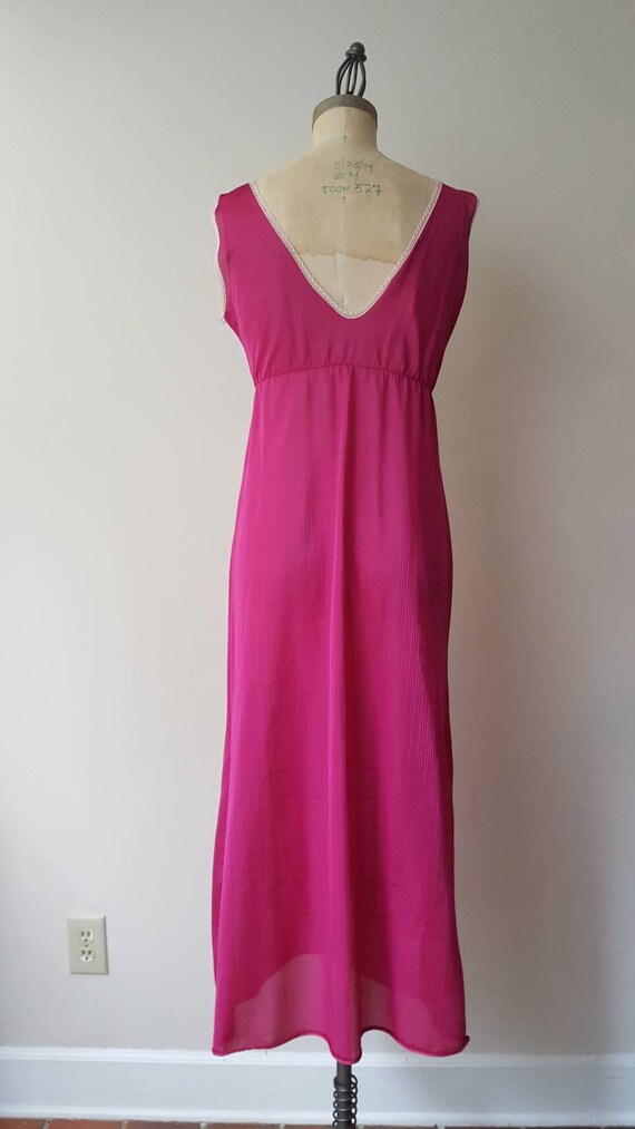70s Raspberry Long Nightgown - Small - image 3