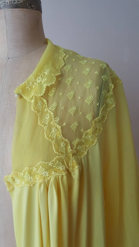 Bright Yellow Full Robe with Pineapple Lace - image 2