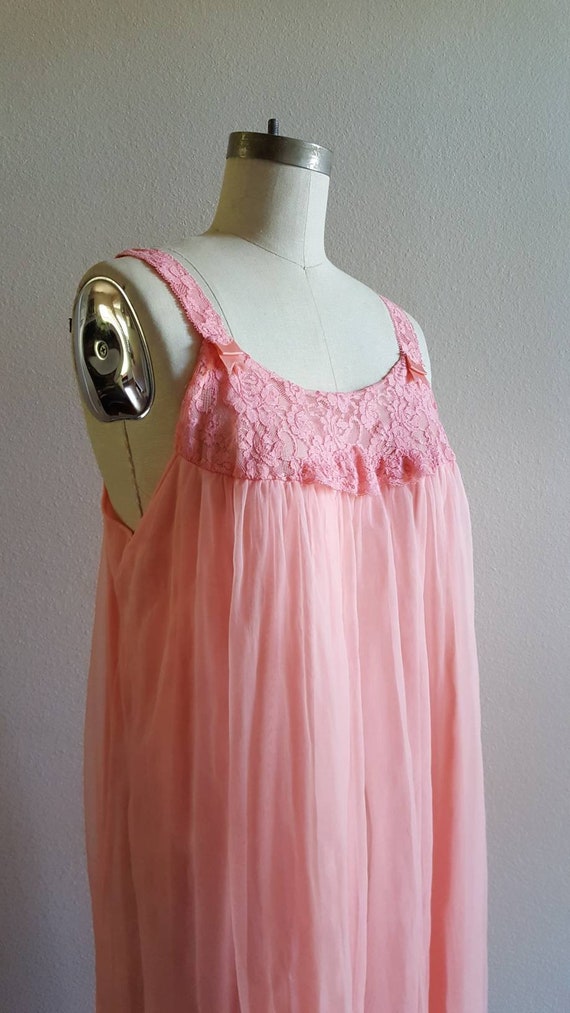 Melon Sheer Lace Nightgown by Sears  - 38 - 40