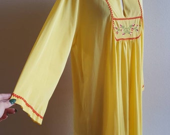70s Yellow Long Popover Nightgown by Lane Bryant 42 44 Etsy