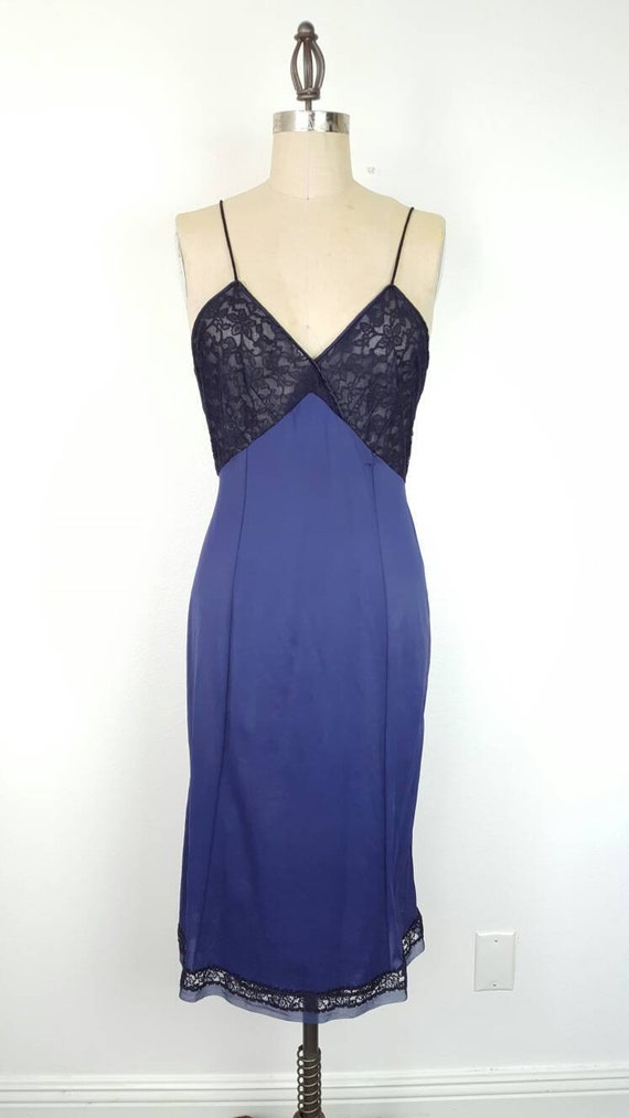 Navy Blue Top Form 50s Nightgown - Medium 36