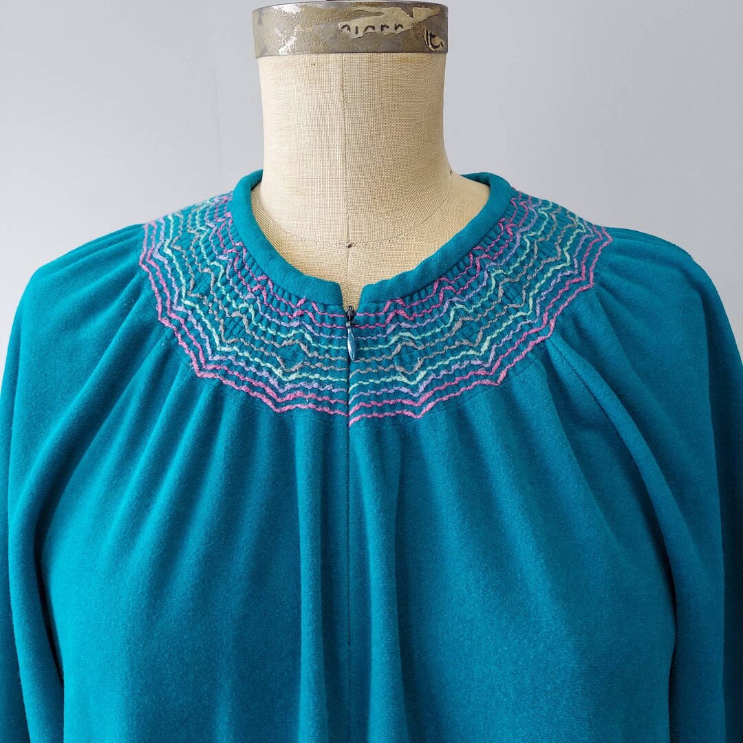 Teal Green Fleece Zip up Robe by Vanity Fair - Etsy