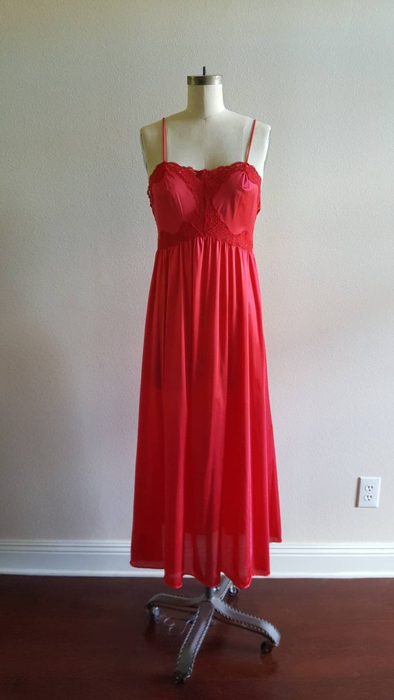 Hot Red Maxi Nightgown by Vassarette - 34