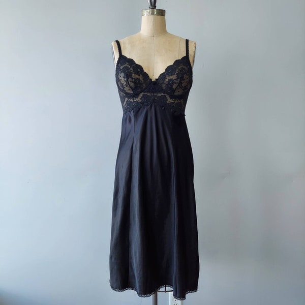 Black Full Slip with Underwire Cups by Olga - 36 Bust