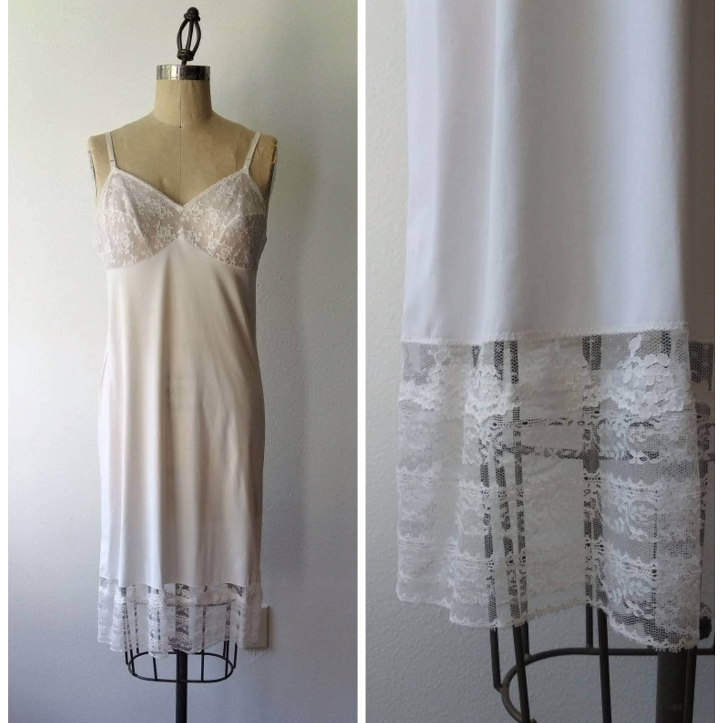 White Full Slip With Extra Lace Trim by Jcpenney 36/38 Etsy