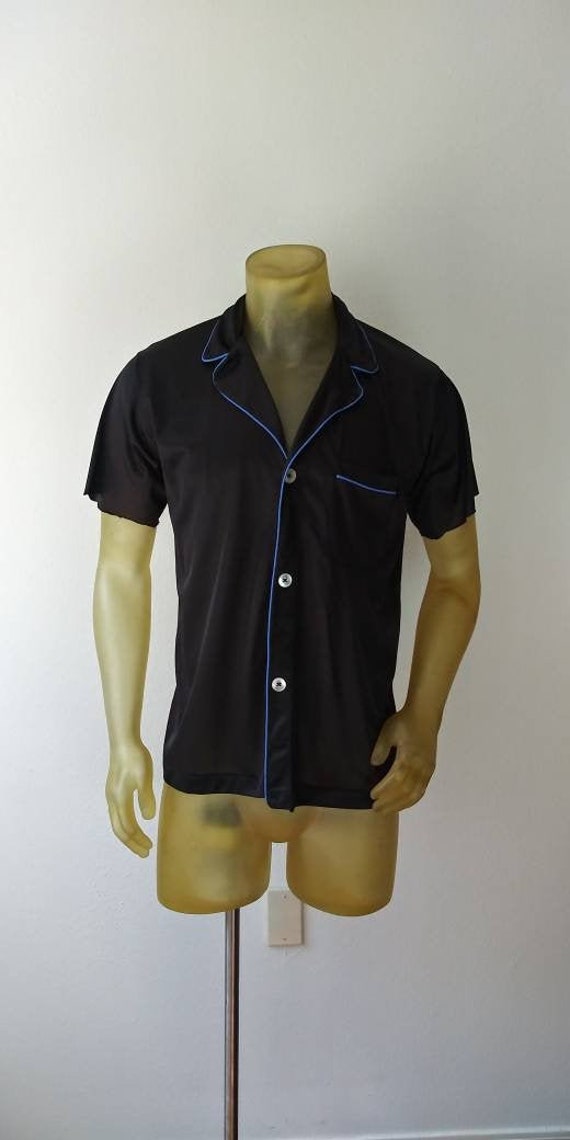Black Pajama Short Sleeve Shirt with a blue pippin