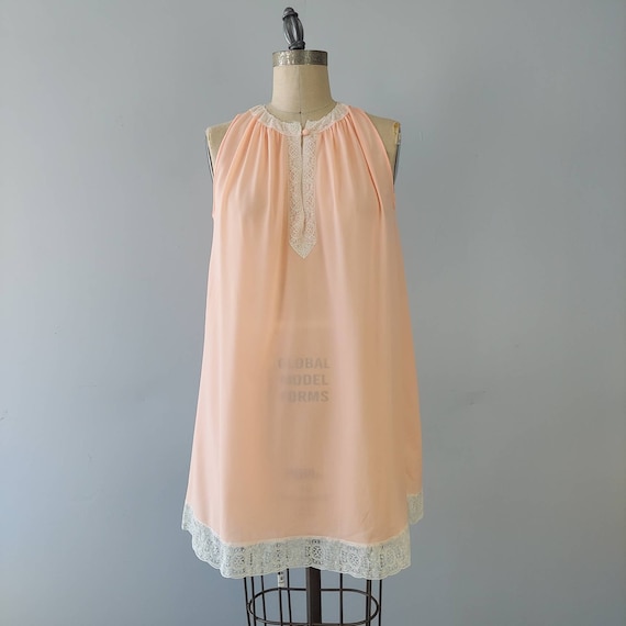 Sheer Pale Orange Short Nightgown - Small - image 1