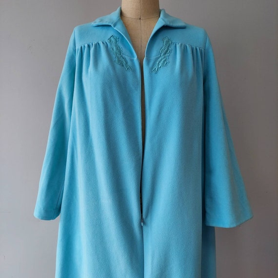 Light Blue Zip Up Fleece Day Robe by Vanity Fair … - image 3