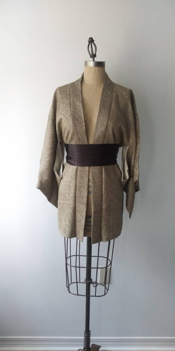 Olive Green Shibori Haori Kimono