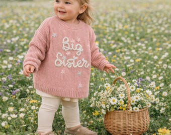 Bestickter Big Sister Pullover | Große Schwester Sweatshirt | Geschwister-Ankündigungs-Outfit | Schwester Geschenk | Schwangerschaft offenbaren | Neue Schwester