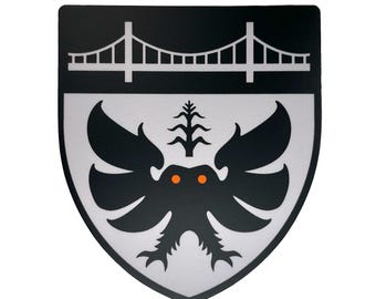 Mothman Heraldic sticker | Mothman | Mothman | cryptid Point Pleasant West Virginia