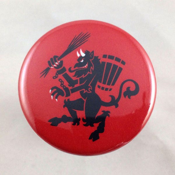 Krampus Rampant button | Medieval heraldic folklore Christmas/Yule monster/demon