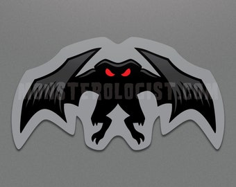 Puede incluir: Una criatura negra con forma de murciélago con ojos rojos y alas extendidas. La criatura está sobre un fondo gris con un contorno gris. El texto "MONSTEROLOGIST.COM" es visible.