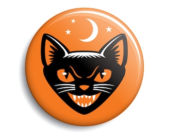 Black Cat vintage Halloween button