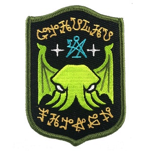 Cthulhu Fhtagn embroidered patch | H. P. Lovecraft horror monster occult sigil symbol secret society shield badge