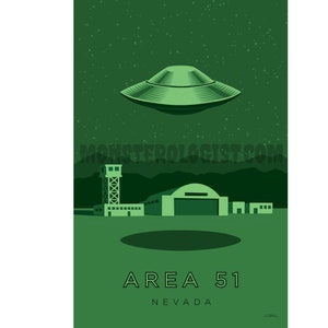 Area 51, Nevada travel poster 11x17 print | UFO alien art