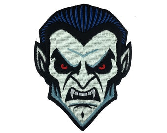 Dracula head embroidered patch | classic horror monster vampire