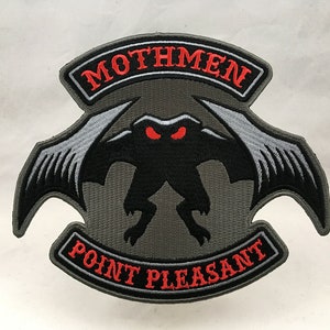 Mothmen cryptid motorcycle club biker embroidered patch