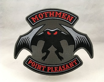 Mothmen embroidered patch | Mothman | cryptozoology | cryptid Point Pleasant West Virginia