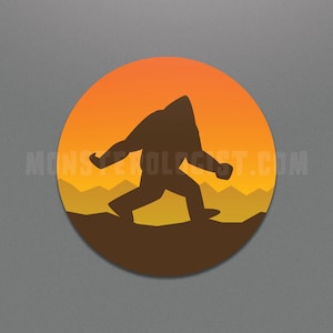 Bigfoot Sunset minimalist cryptozoology circle sticker | Bigfoot | cryptozoology | Bigfoot Sasquatch cryptid